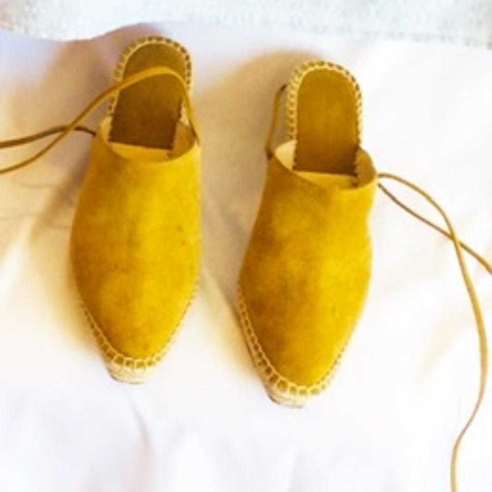 Zara Basic—Suede Espadrilles in Mustard sz 37/US 7